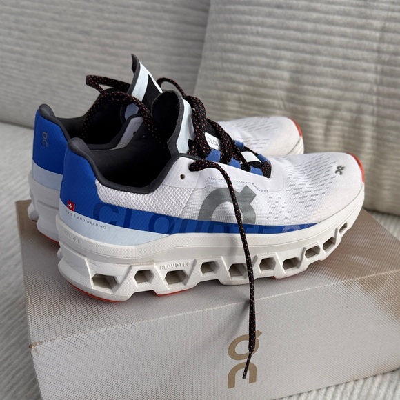 On Cloudmostwr White and Blue Running Shoes - Picture 3 of 6